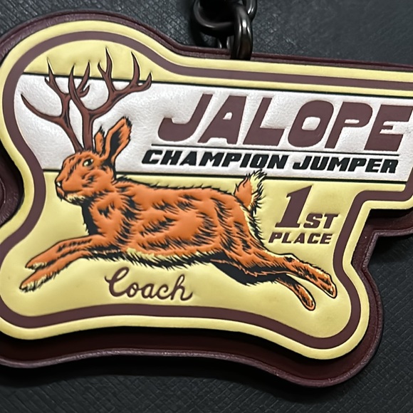 Rare Coach Leather Key Fob Mythical Monster Jackalope Bag Charm Signature Animal - Picture 5 of 9